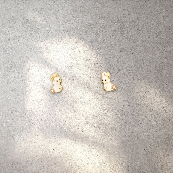 Bunny Stud Earrings in 14k Gold over Sterling Silver - Picture 2 of 5